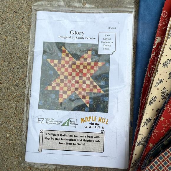GLORY Easy Strip Cut Quilt Kit by Sandy Petsche for Maple Hill 36x36" Americana - Picture 4 of 5